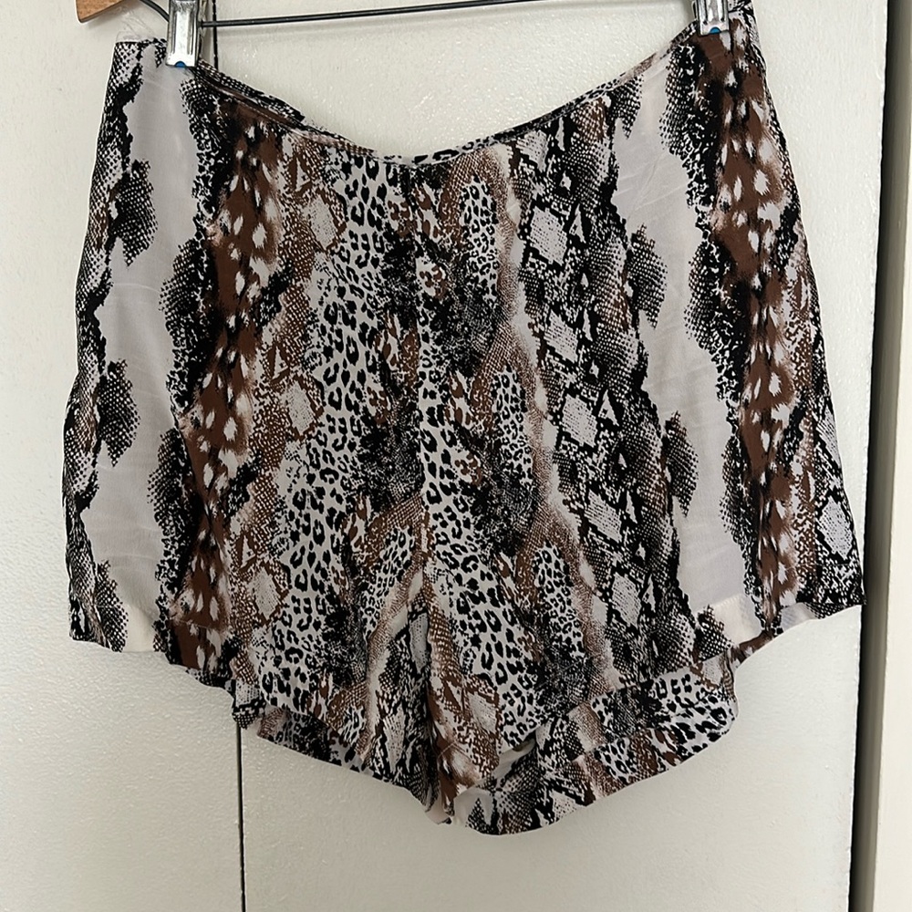 100% silk animal print shorts